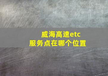 威海高速etc服务点在哪个位置