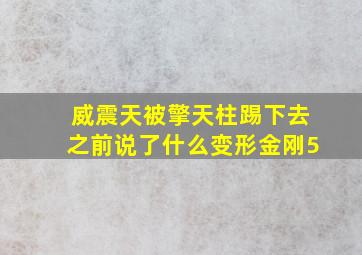 威震天被擎天柱踢下去之前说了什么变形金刚5