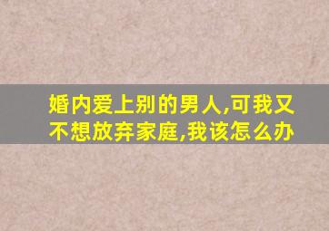 婚内爱上别的男人,可我又不想放弃家庭,我该怎么办