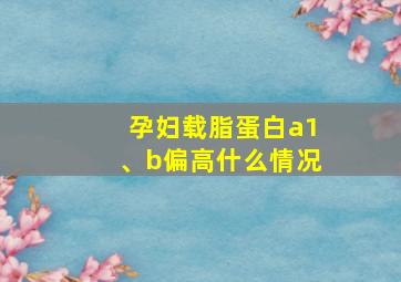 孕妇载脂蛋白a1、b偏高什么情况