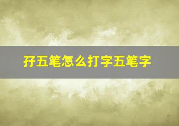 孖五笔怎么打字五笔字