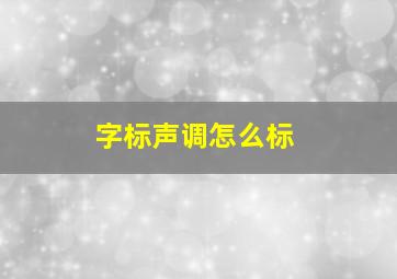 字标声调怎么标