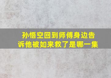 孙悟空回到师傅身边告诉他被如来救了是哪一集