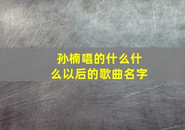 孙楠唱的什么什么以后的歌曲名字