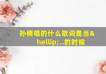 孙楠唱的什么歌词是当…..的时候