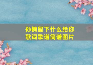 孙楠留下什么给你歌词歌谱简谱图片