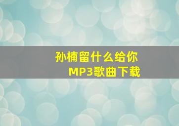 孙楠留什么给你MP3歌曲下载