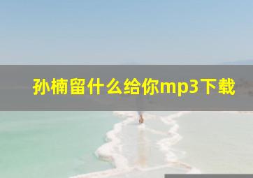 孙楠留什么给你mp3下载