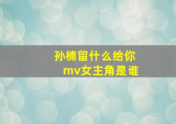 孙楠留什么给你mv女主角是谁