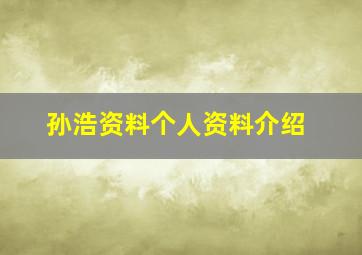 孙浩资料个人资料介绍