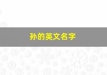 孙的英文名字