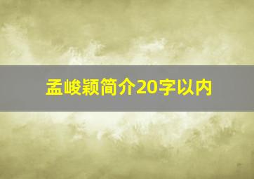 孟峻颖简介20字以内