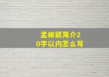 孟峻颖简介20字以内怎么写