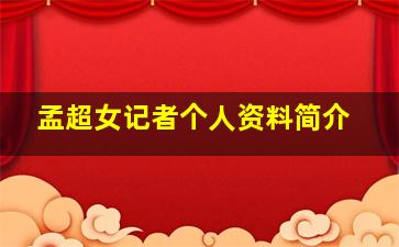 孟超女记者个人资料简介