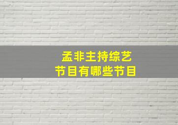 孟非主持综艺节目有哪些节目