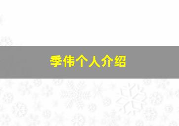 季伟个人介绍