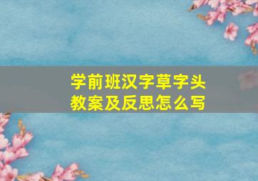 学前班汉字草字头教案及反思怎么写