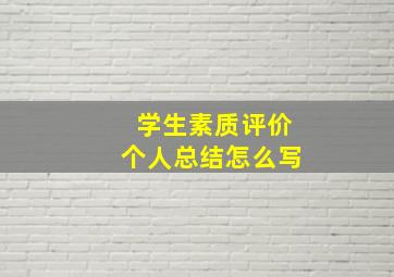 学生素质评价个人总结怎么写