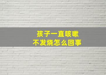 孩子一直咳嗽不发烧怎么回事