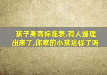 孩子身高标准表,有人整理出来了,你家的小孩达标了吗