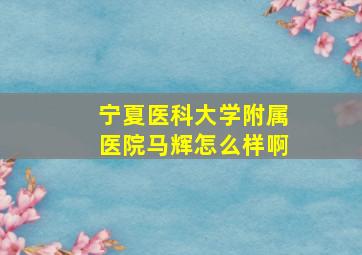 宁夏医科大学附属医院马辉怎么样啊