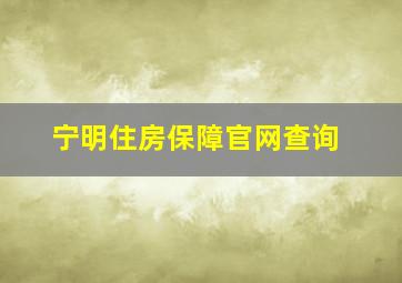 宁明住房保障官网查询