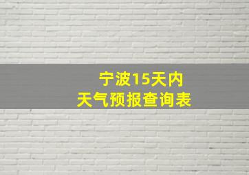 宁波15天内天气预报查询表