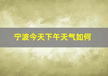 宁波今天下午天气如何