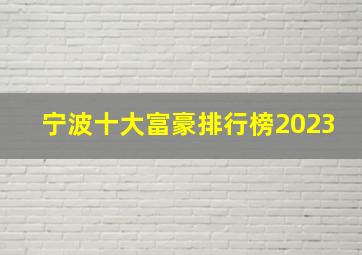 宁波十大富豪排行榜2023