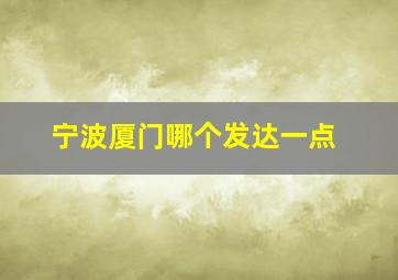 宁波厦门哪个发达一点