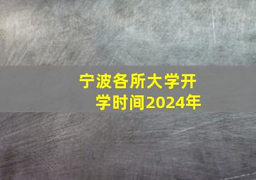 宁波各所大学开学时间2024年