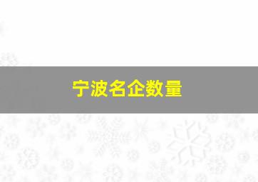 宁波名企数量