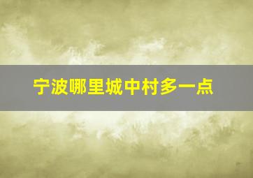 宁波哪里城中村多一点