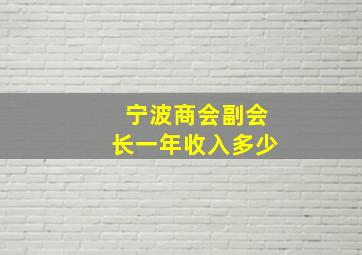 宁波商会副会长一年收入多少