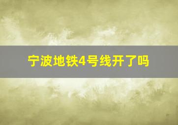 宁波地铁4号线开了吗