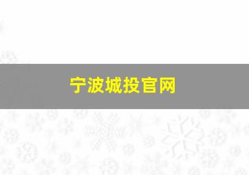 宁波城投官网