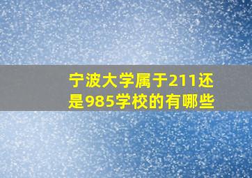 宁波大学属于211还是985学校的有哪些