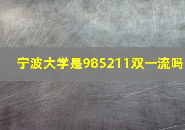 宁波大学是985211双一流吗