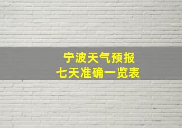 宁波天气预报七天准确一览表