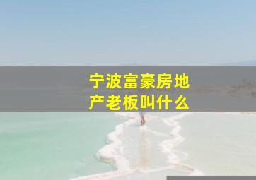 宁波富豪房地产老板叫什么