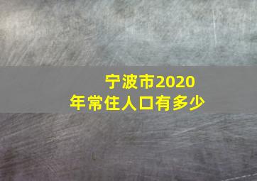 宁波市2020年常住人口有多少