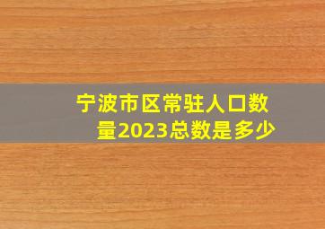 宁波市区常驻人口数量2023总数是多少