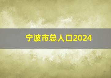 宁波市总人口2024