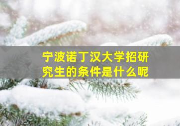 宁波诺丁汉大学招研究生的条件是什么呢