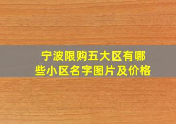 宁波限购五大区有哪些小区名字图片及价格