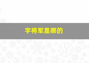 宇将军是哪的