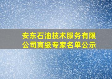 安东石油技术服务有限公司高级专家名单公示