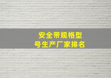 安全带规格型号生产厂家排名