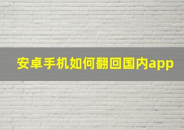 安卓手机如何翻回国内app