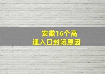 安徽16个高速入口封闭原因